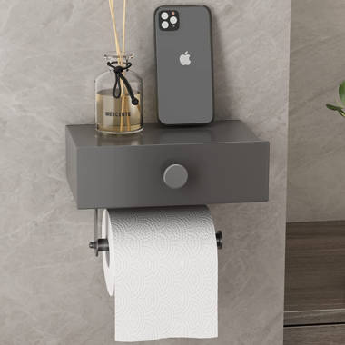 YINXIER W1368 7 inch Toilet Paper Holder Stand with Phone Shelf Finish: Bronze