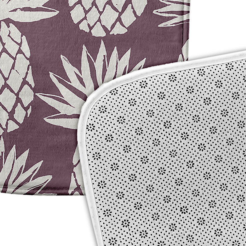 Tapis de bain à motif ananas, L 21 po x L 34 po, Mauve