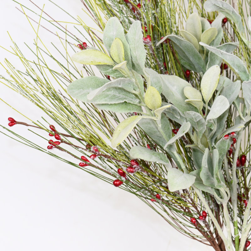 Arrangement floral de 36 po en forme de ferme artificielle en hiver, Rouge