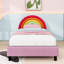 Lit plateforme simple tapissier avec tête de lit arc-en-ciel