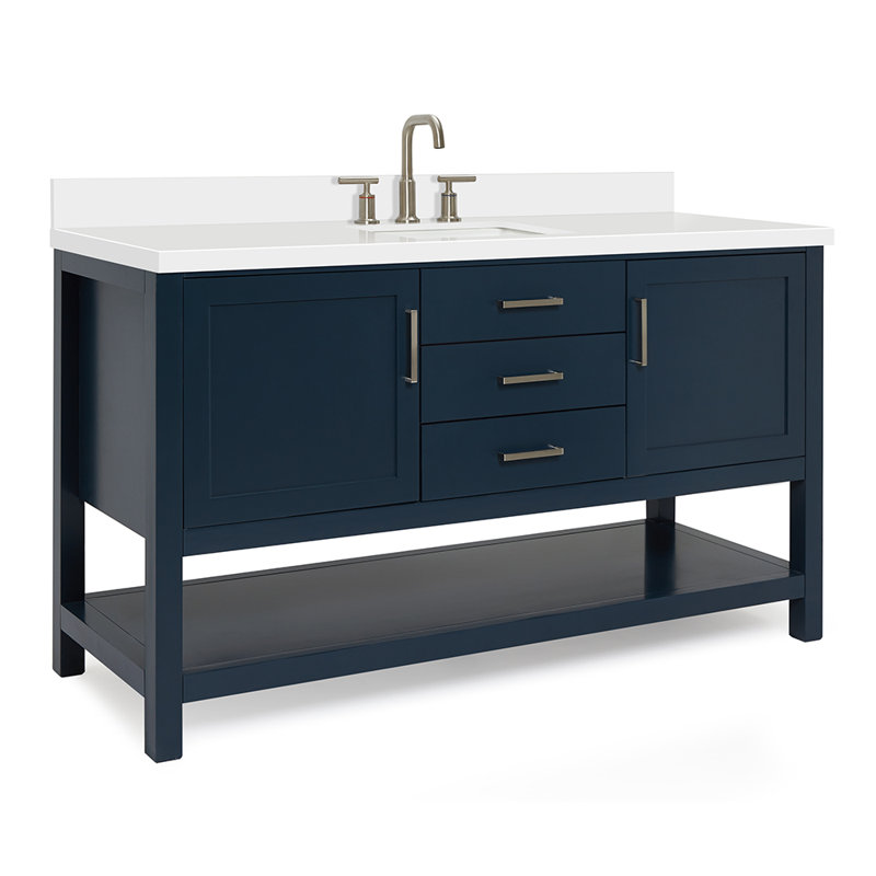 Ensemble de meuble-lavabo simple l 61 po Abby, Marine, Forme rectangulaire