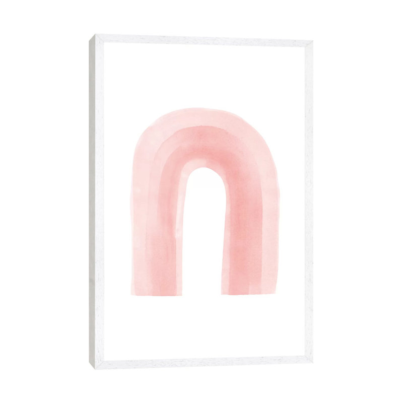 Boho Pink Rainbow by Nouveau Prints - Painting on Canvas, 101.6cm H x 66.04cm W x 3.81cm D, White Framed