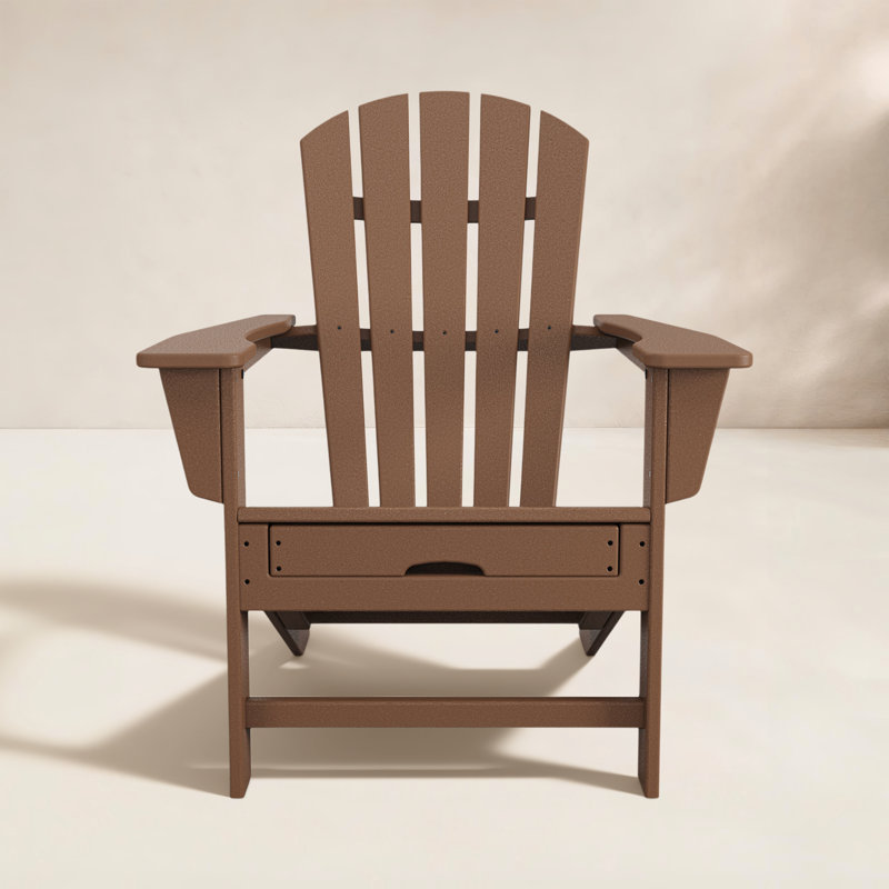 POLYWOOD Adirondack Chair with Hideaway Ottoman, Teak