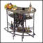 Table de bar ovale avec comptoir en bois et rangement pour bouteilles de vin, support à boulanger pour salle à manger, brun