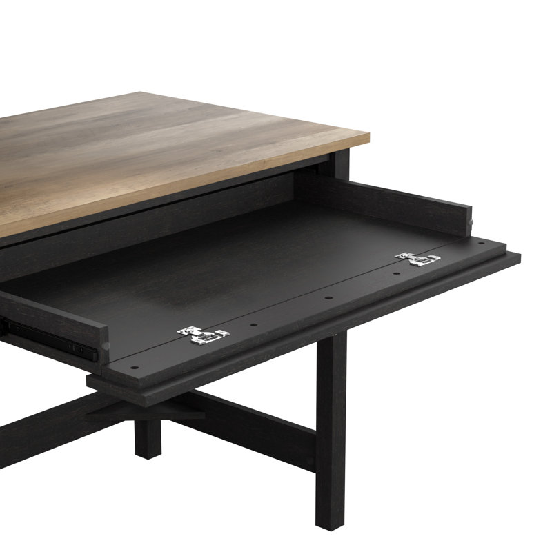 Ensemble de bureau d'ordinateur 2 pièces Huckins, Reclaimed Pine/Vintage Black