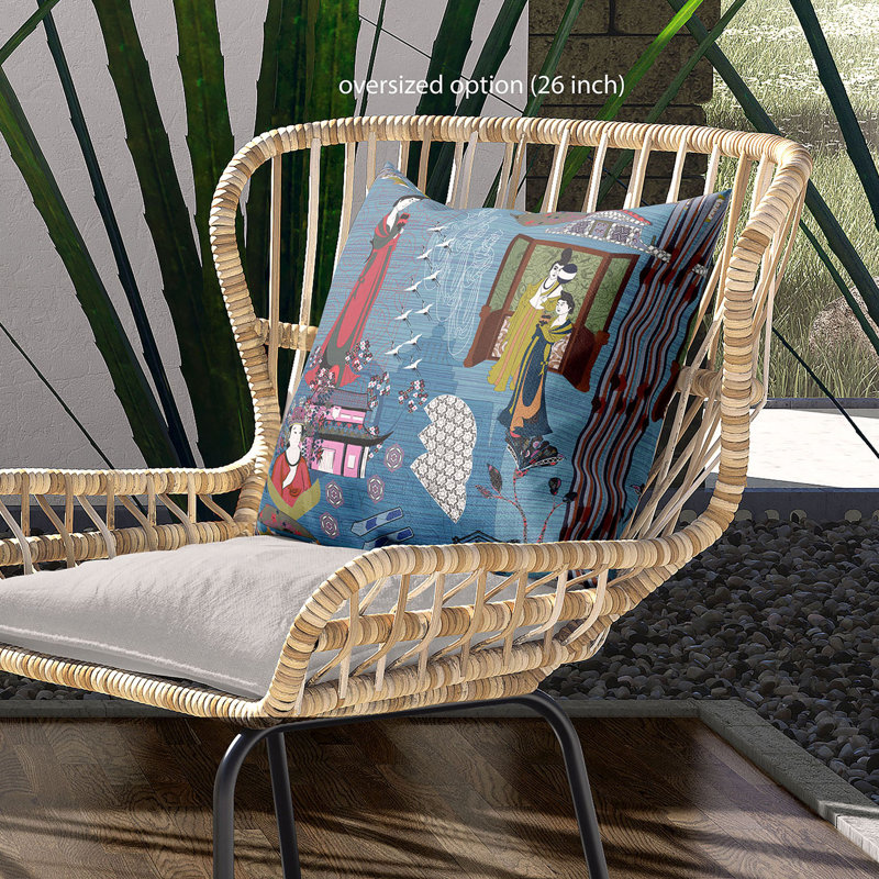 Housse et insert de coussin carré en polyester intérieur / extérieur, 26 po x 26 po, Bleu/rouge/jaune