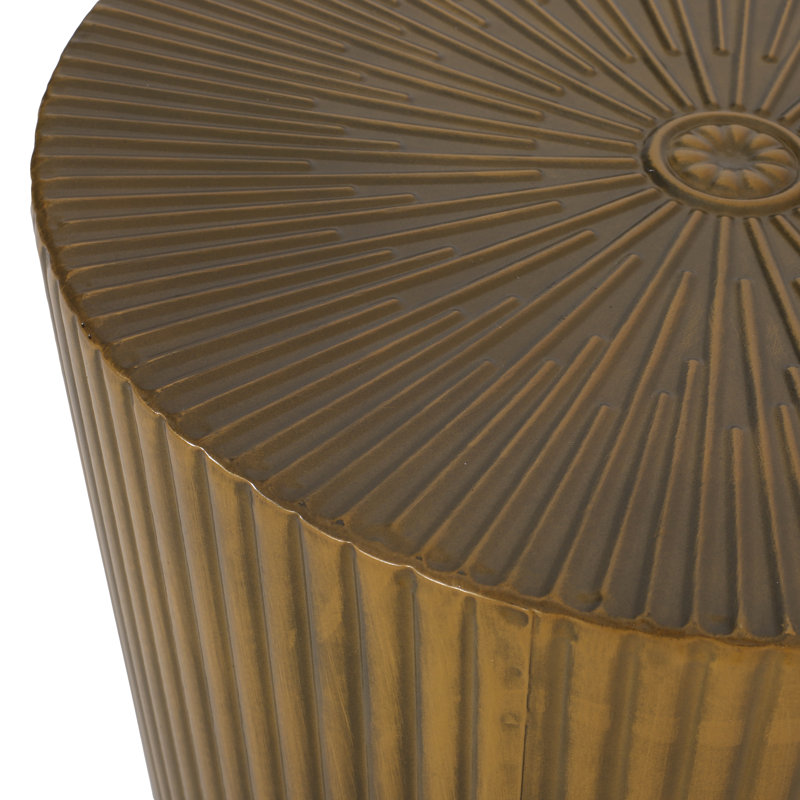 Rubel Iron Top End Table, Gold Brush Antique