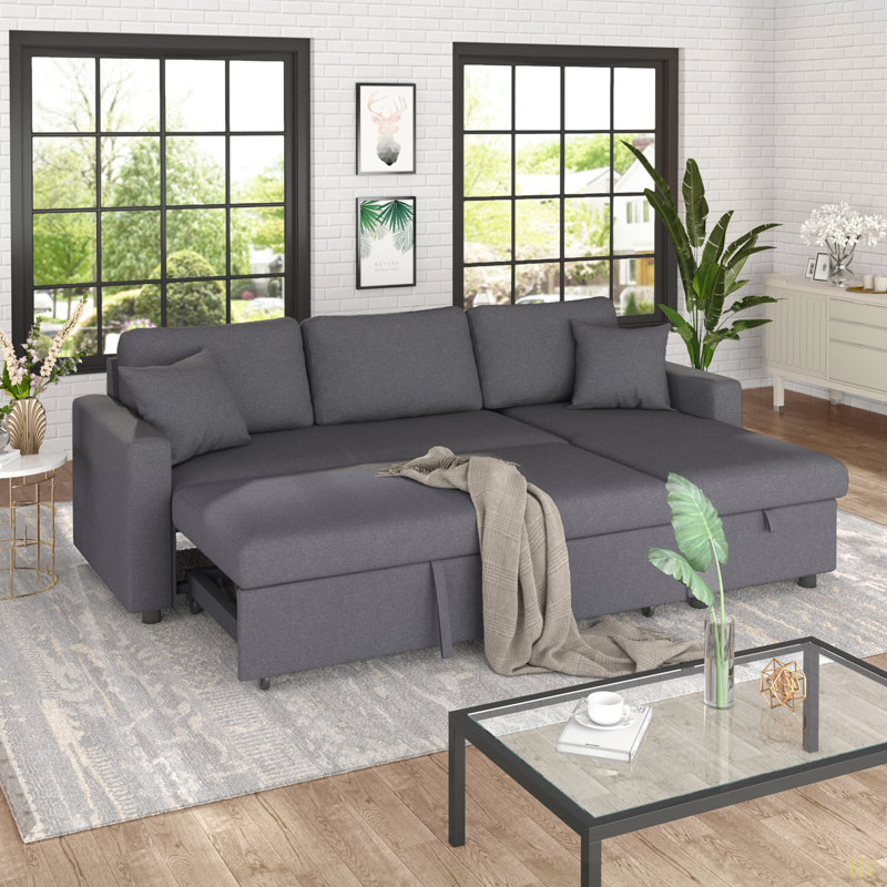 Canapé-lit modulaire avec rangement 87,44 po et 2 coussins décoratifs