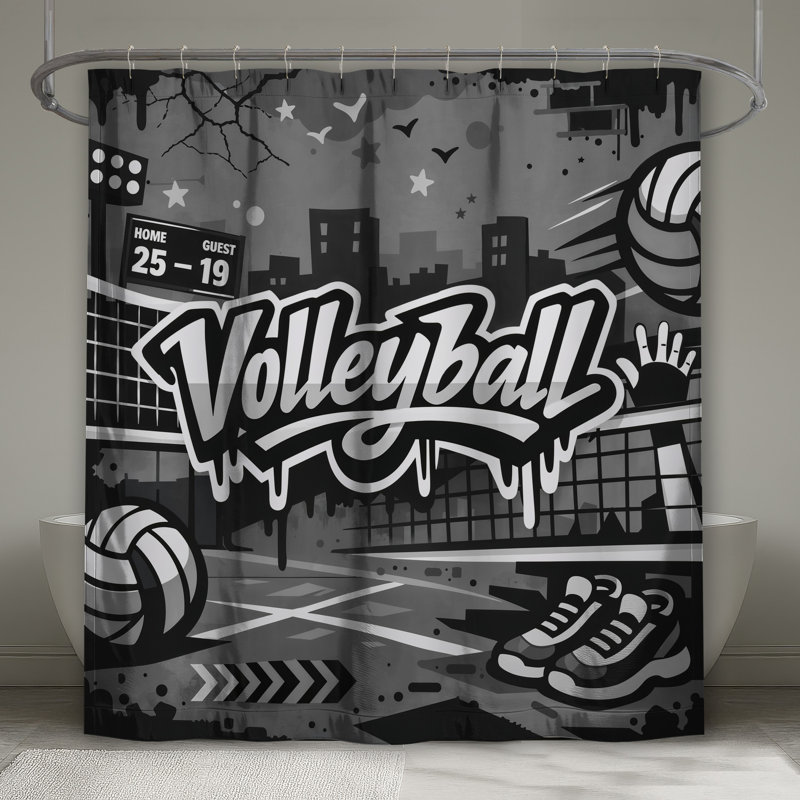 Rideaux de douche Graffiti Volleyball, L 70 po x H 93 po
