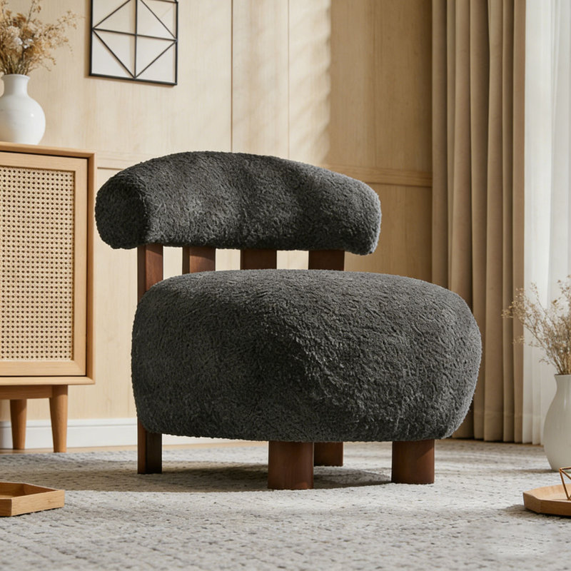 Fauteuil d'appoint Modern, Dark Gray,Walnut