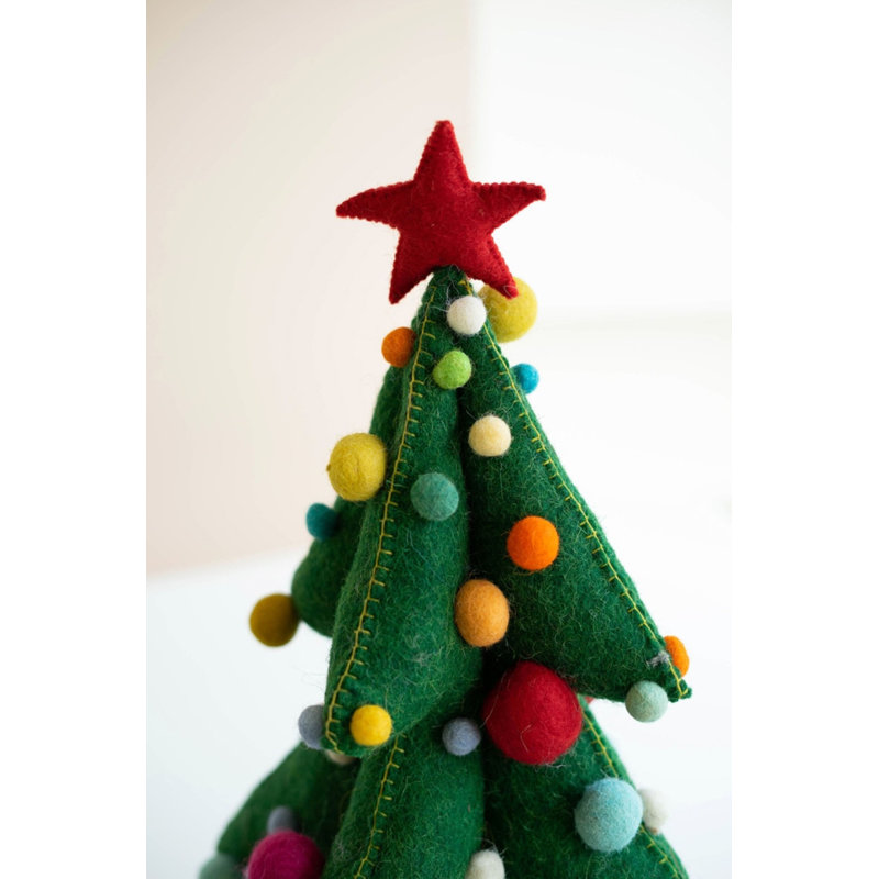 Kalalou Felt Christmas Tree with 3D Ornaments and Star – Large Size