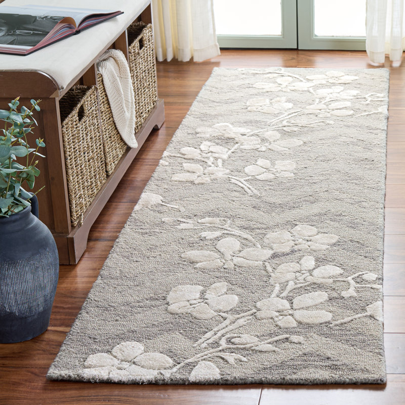 Glamour 609 Hand Tufted 65% Wool; 25% Viscose; 10% Cotton Floral Rug, Runner 2'3" x 8'