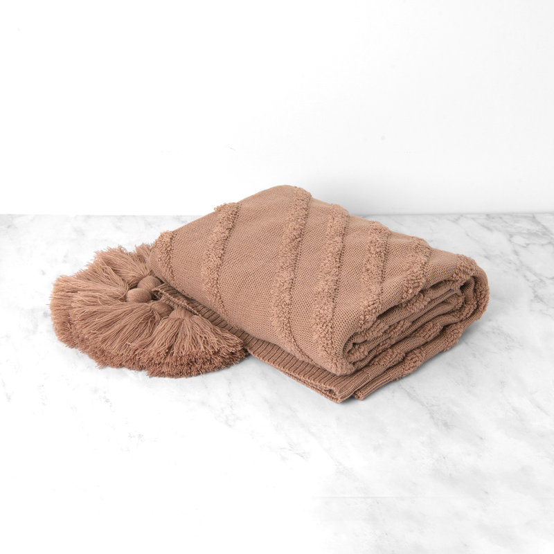 Cable Knit Throw Blanket, Taupe