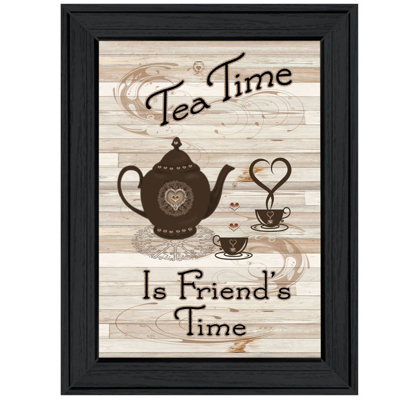 «Tea Time», reproduction de peinture acrylique encadrée, Cadre noir