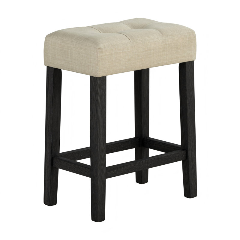 Transitional Bar Table Set With Upholstered Tufted Stools,Set Of 3