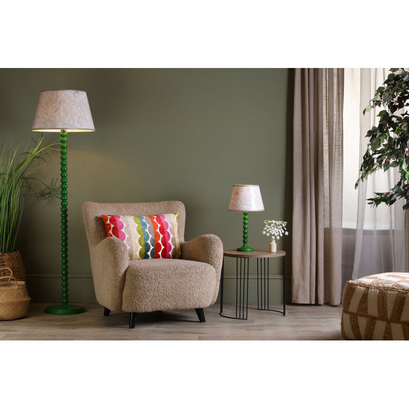 Wood Table Lamp Lamp, Orange, Green