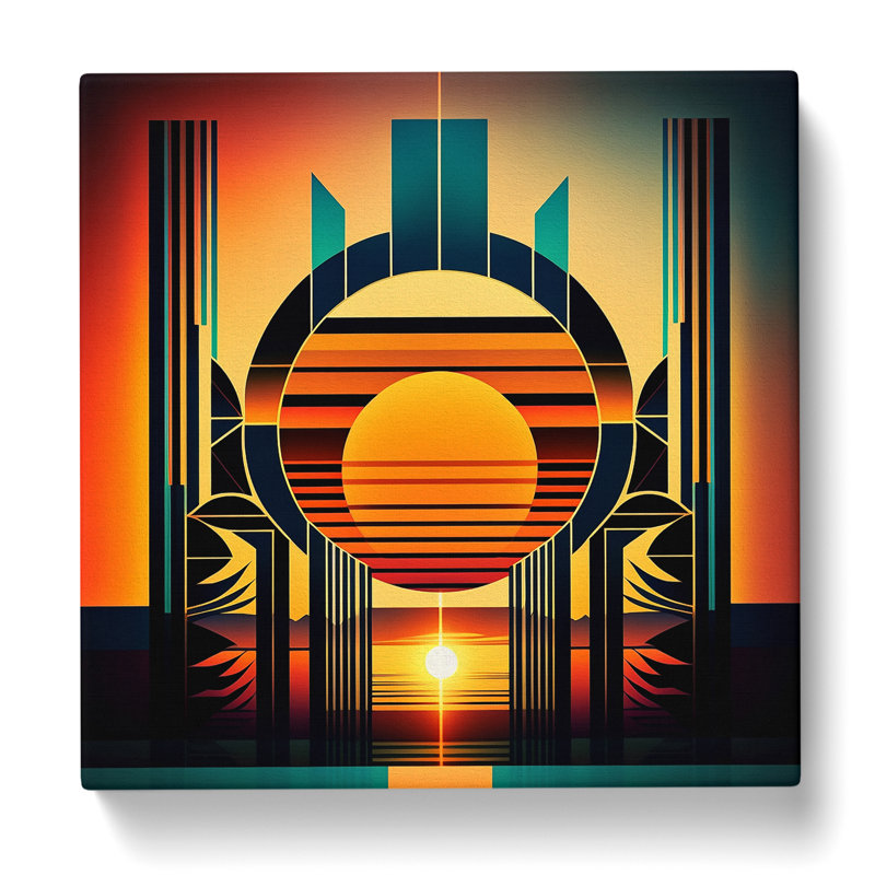 Art Deco Sunset Geometric No.1 - Print, 35cm H x 35cm W x 3cm D