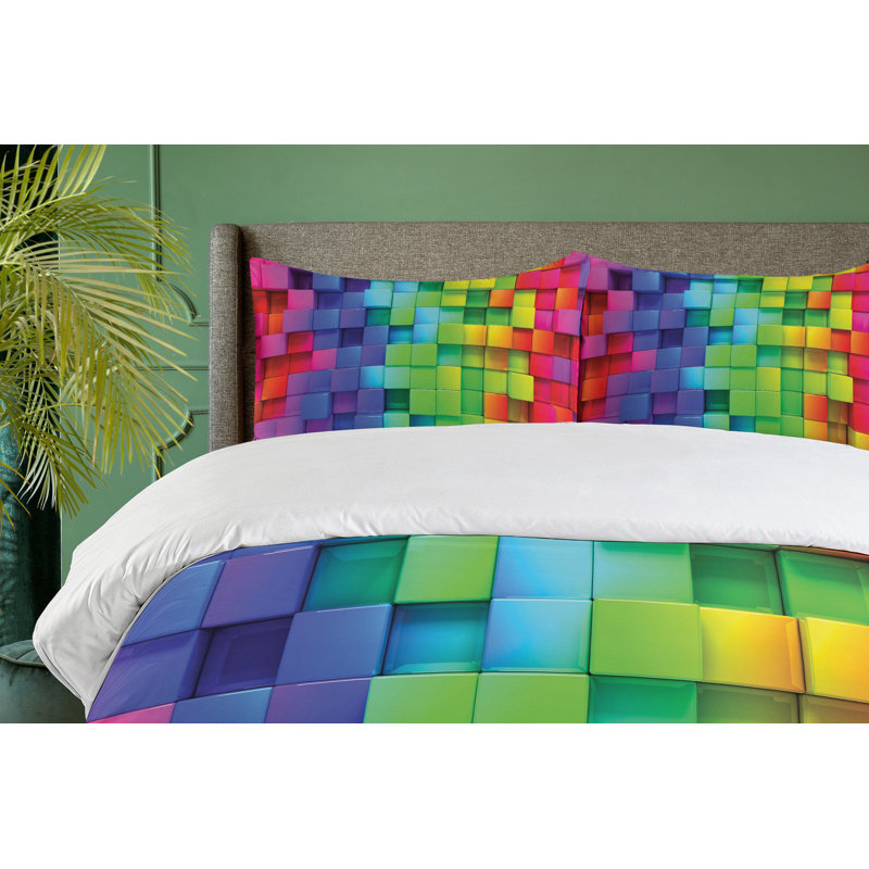 Modern & Contemporary Polyester Geometric Shapes Duvet Cover, Queen
