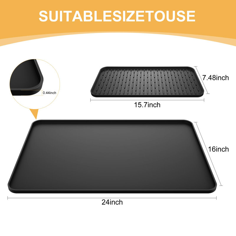 Tapis de café en silicone, tapis de bar avec passe-plat détachable - se range sous la cafetière et le support à vaisselle
