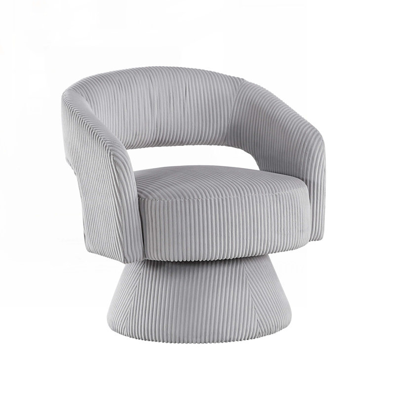 Chaise avec accoudoirs rembourrée en velours côtelé Modern Modern, Velours côtelé gris