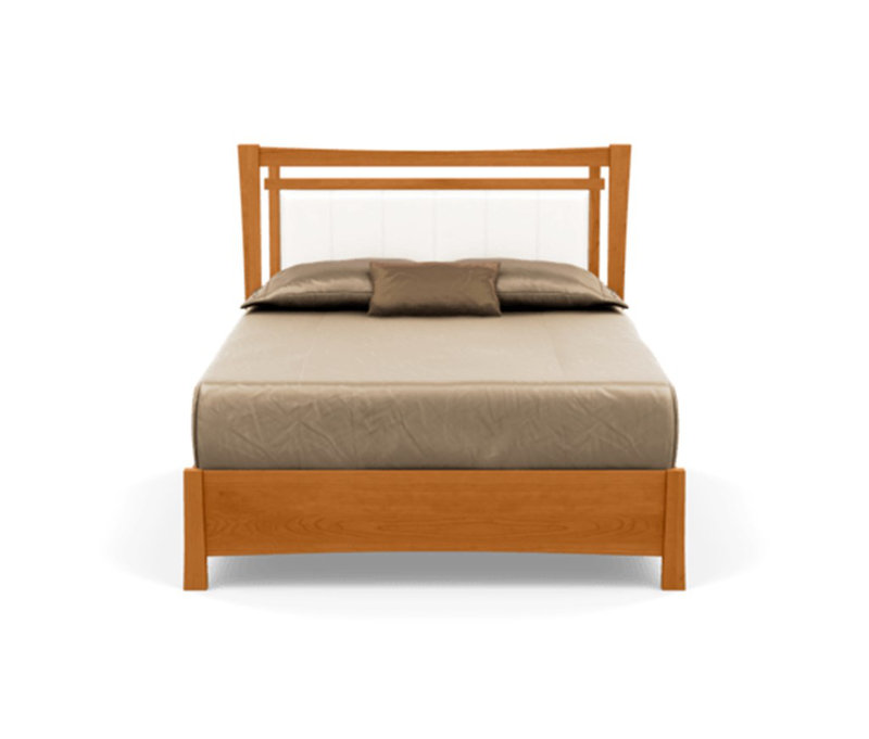 Lit plateforme en tissu d’ameublement Monterey, Très grand, Cerise naturelle, Café en cuir