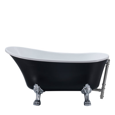 Baignoire de trempage sur pieds en acrylique 55 "avec bonde, pattes et plateau en bambou Streamline