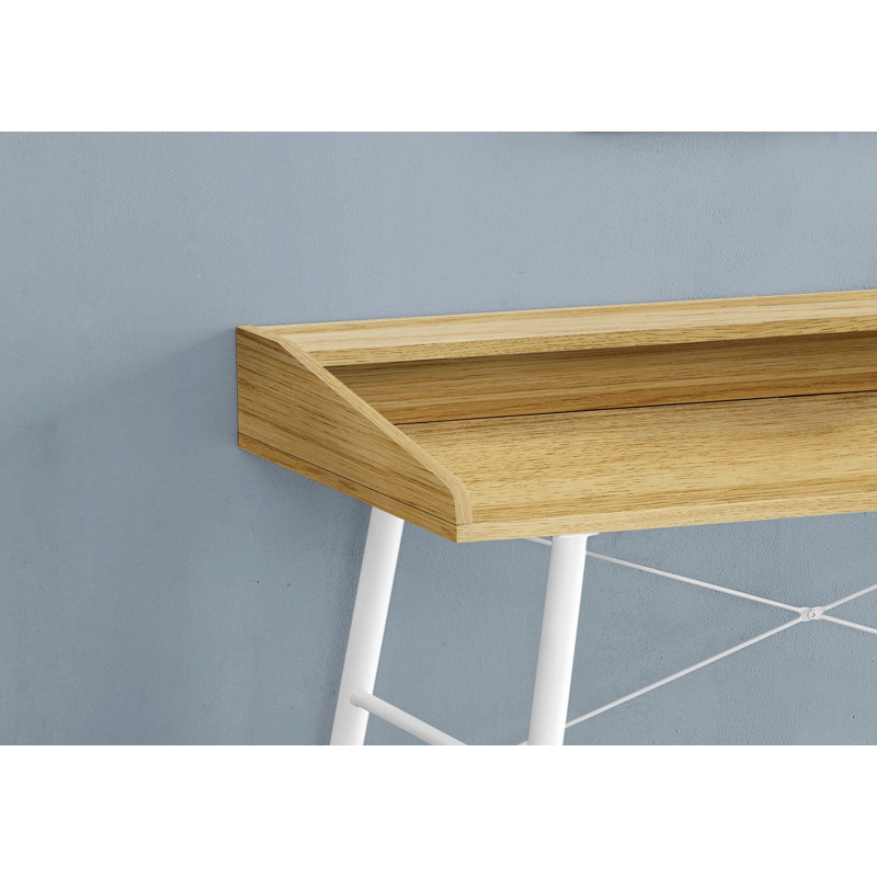 Bureau d'ordinateur, bureau avec tablettes de rangement, Naturel / Blanc
