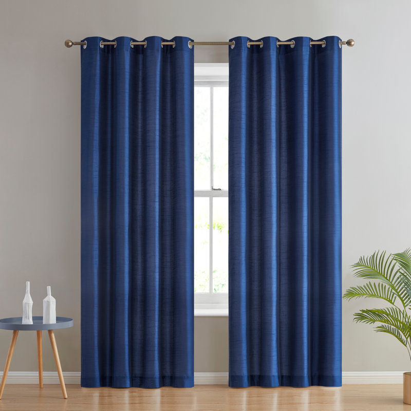 Eisenhart Semi Sheer Curtain Pair, Navy Blue, 54" W x 72" L