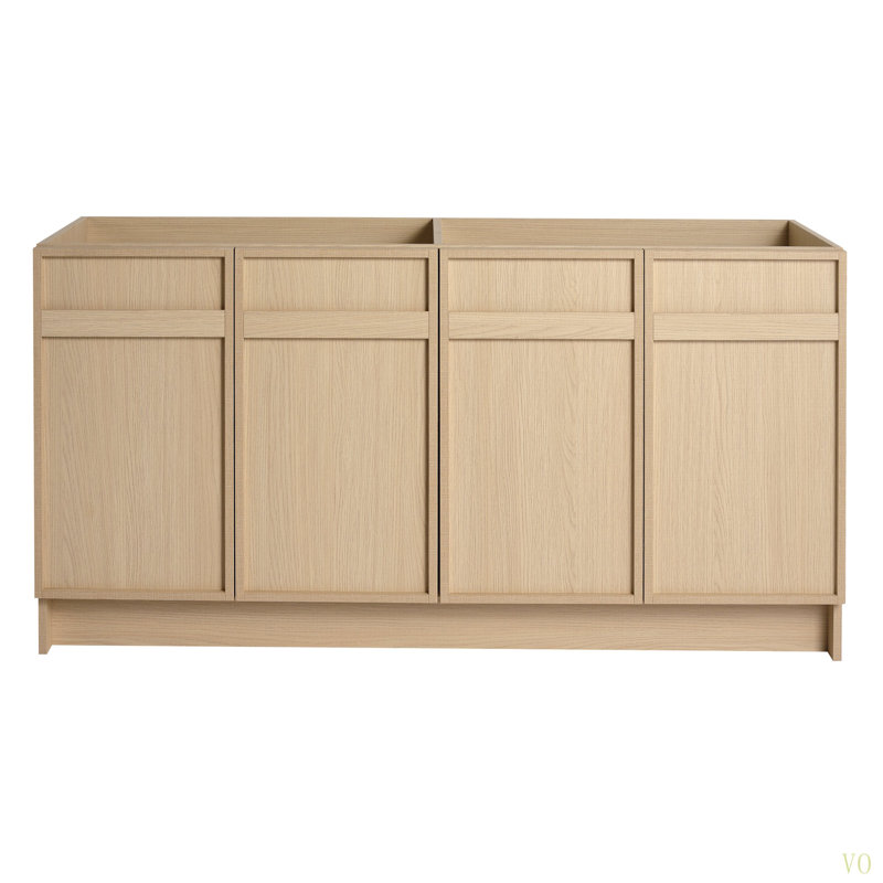 Meuble-lavabo autoportant 60 po et 4 portes d'armoire à fermeture en douceur (emballage KD) - sans le lavabo