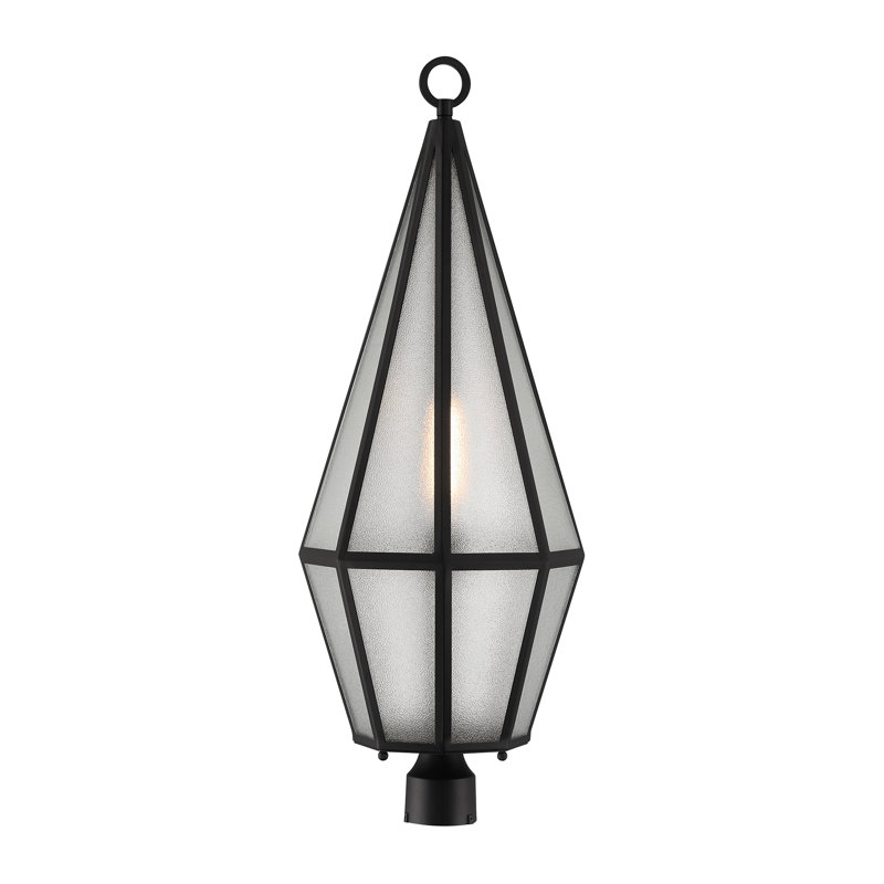 Peninsula Matte Black Art Glass Outdoor Post Lantern
