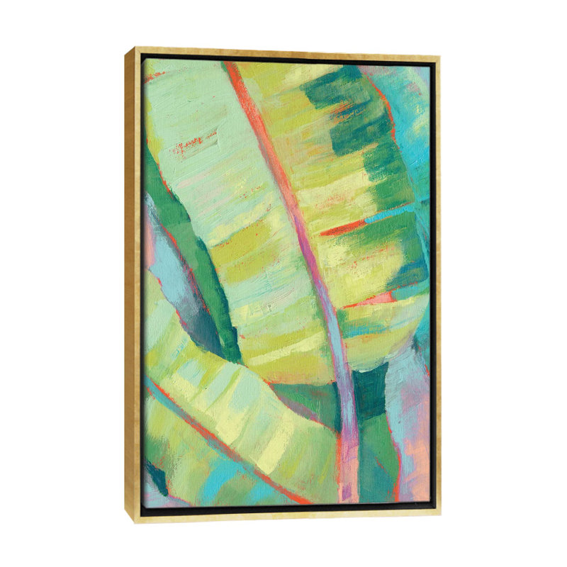 Reproduction d’art « vibrant Palm feuilles I » par Jennifer Goldberger, H 40 po x l 26 po x P 1,5 po, Toile encadrée d'or