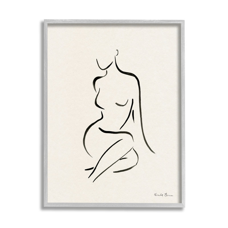 Minimal Nude Outline par Farida Zaman, H 30 po x l 24 po x P 1,5 po, Estampe numérique Farmhouse