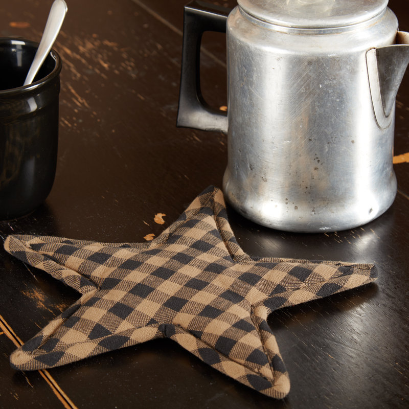 Navy Star Cotton 1 Piece Trivet, Black