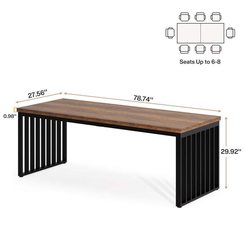 78.74 Inch Extra Long Conference Table (Chairs not included), Brown