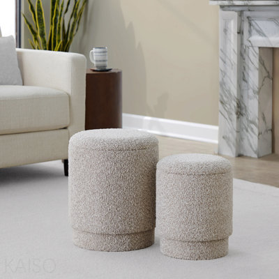 Ensemble de repose-pieds, tissu - brun clair