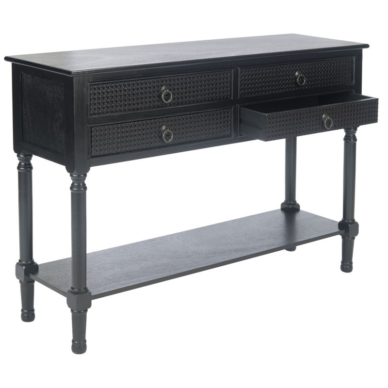 Haines 4-Drawer Bottom Shelf Console Tablevisit The Safavieh Store, Black