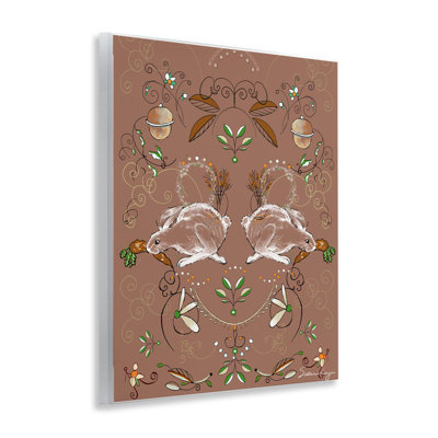 Symmetrical Woodland Folk Bunnies Wall Plaque, design by Susan Lugar