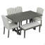 Ensemble de table de salle à manger 6 pièces, table à tréteaux rectangulaire, 4 chaises rembourrées et banc pour salle à manger (gris antique)