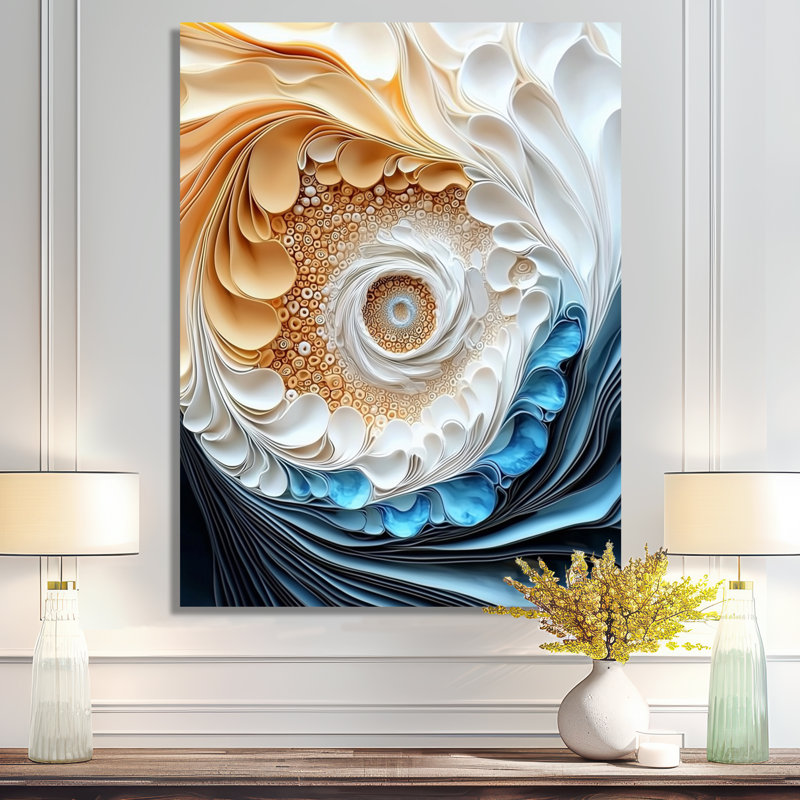 Irum I - art moderne en métal, spirales abstraites, impression sur métal, H 20 po x l 12 po x P 0,84 po