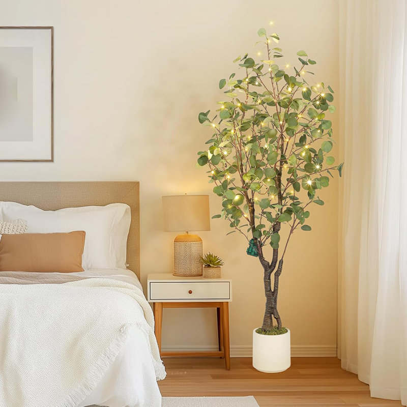 Indoor Artificial Eucalyptus Tree, 60" H x 7" W x 7" D
