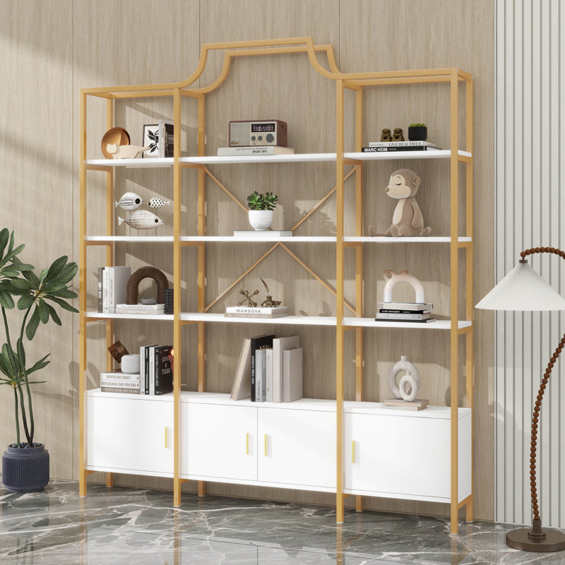 Étagère à livres moderne à 4 niveaux avec porte