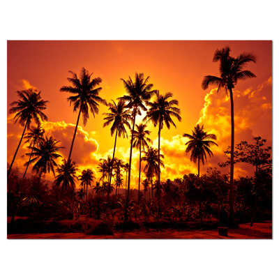 " Coconut Palms Against Yellow Sky "