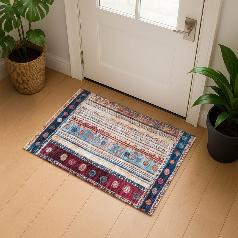 Premium Machine Washable Millbrook AMF1963 Stripes Rug, Rectangle 1'8" x 2'6"