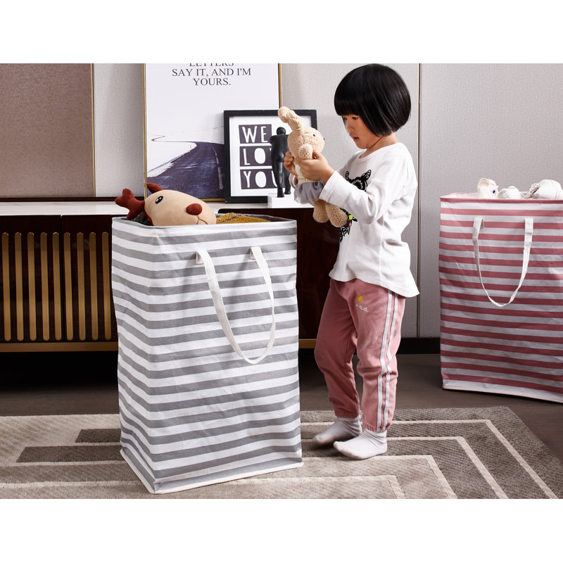 Bac de rangement pliable | Panier pliable en tissu robuste avec poignées, Gris / blanc