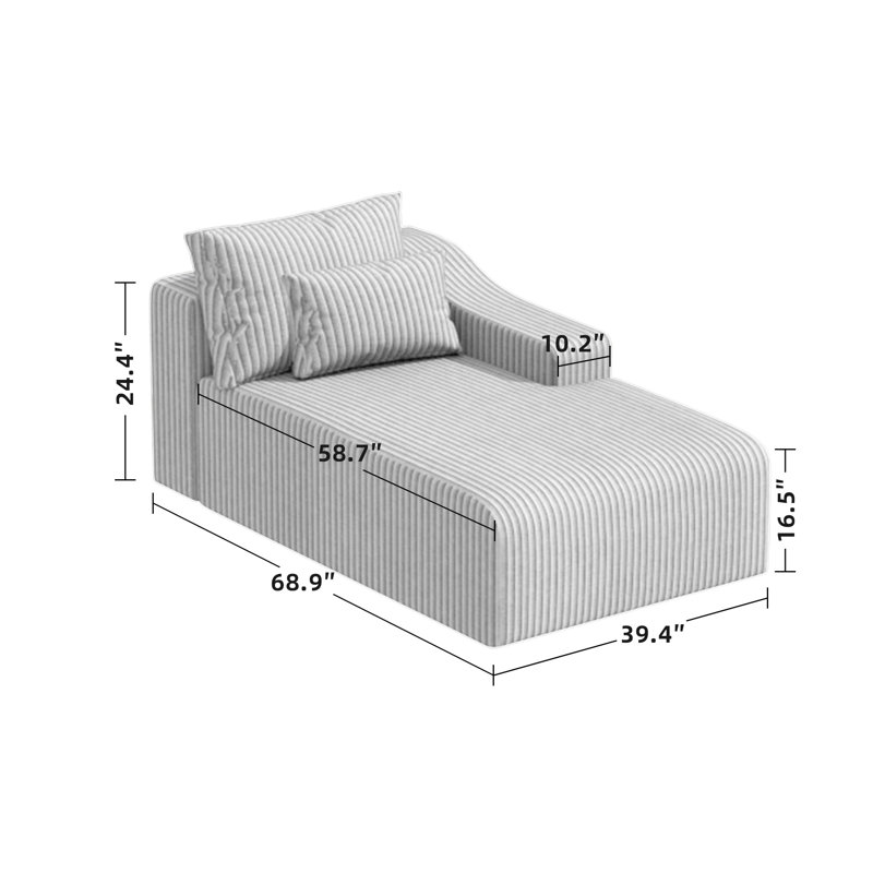 Méridienne en velours côtelé Compression Modern, Velours côtelé beige