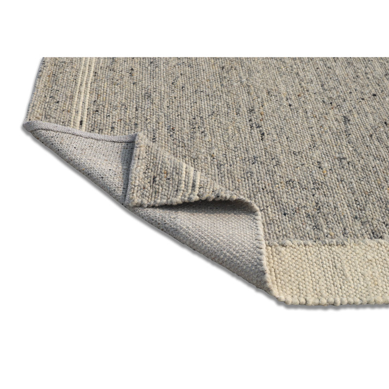 Swirl Moroccan Handmade Grey with Partial Cream Border Wool Area Rug By Tufty Home, Rectangle 4' x 6'