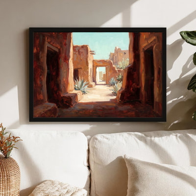 Art mural sur toile noir encadré pour le salon, la chambre à coucher, le bureau ou le vestibule - décoration murale décorative avec ruines du désert
