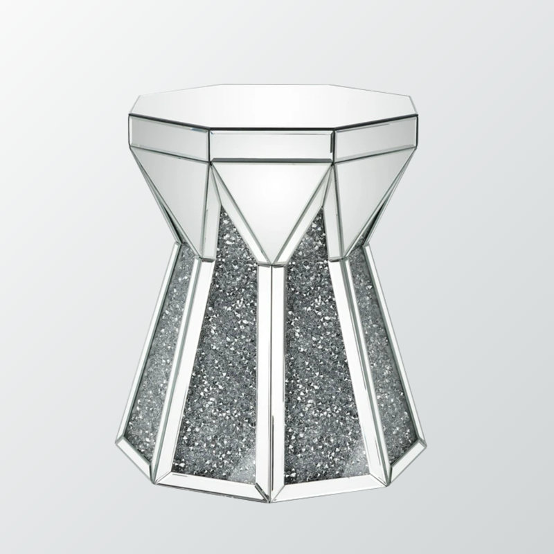 Table de bout en miroir et faux diamant Ravine