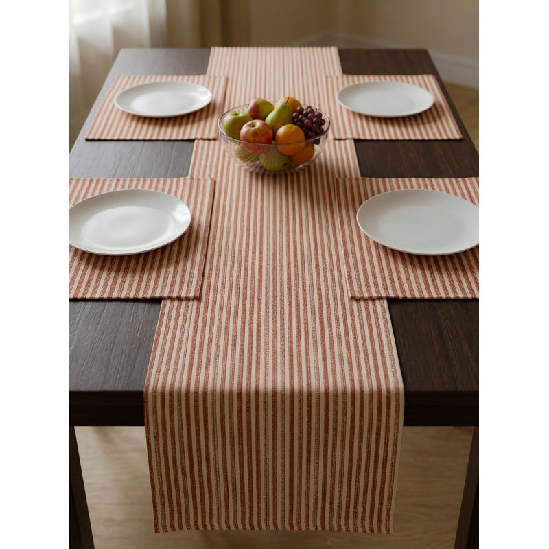 Light Copper Sandbar Stripe Indoor Outdoor Table Runner 14x72, Light Copper