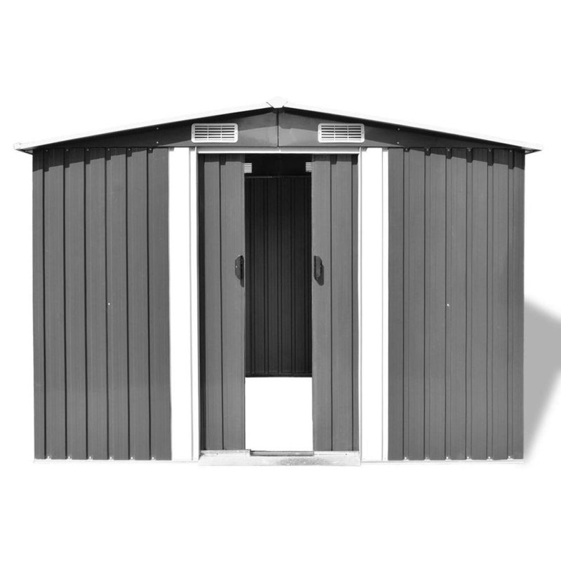 Garden Storage Shed Metal 257x205x178cm Tool Organiser Cabin Multi Colours, Grey
